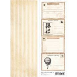 Двусторонний лист с картинками "Винтаж. Почтовые карточки", 10х30 см, 180 гр/м2