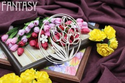 Чипборд Fantasy "Рамка с букетом тюльпанов 1988" размер 9,1*8,8 см