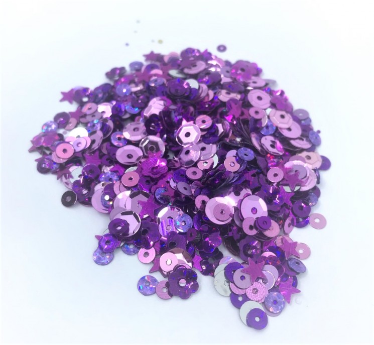 Sequins "Purple mix" size 2-7mm, 6gr