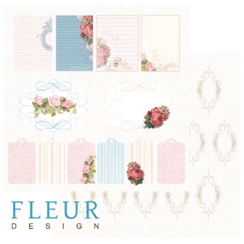 Double-sided sheet of paper Fleur Design Sunny summer "Tags", size 30. 5x30. 5 cm, 190 g/m2
