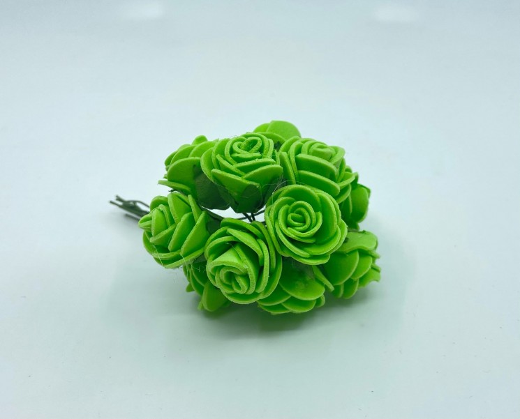 Foamiran roses "Green", size 2.5 cm, 6 pcs