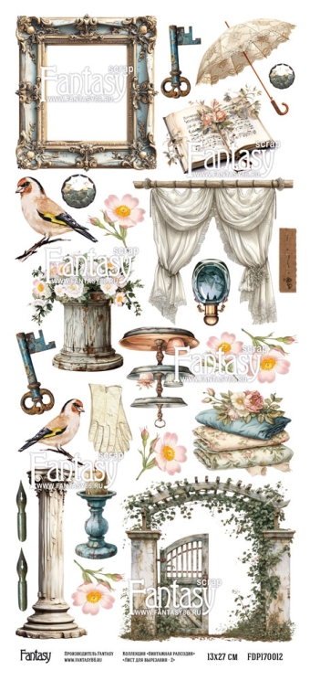 Лист для вырезания FANTASY "Винтажная рапсодия-2" размер 12*27 см, 190 гр
