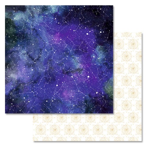 Double-sided sheet of ScrapMania paper " Secrets of the universe. Constellations", size 30x30 cm, 180 g/m2