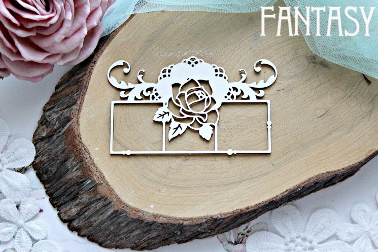 Fantasy chipboard "Frame with roses 563", size 9.2*5.2 cm