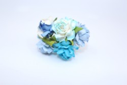 Кудрявые розы "Голубой микс" размер 3см, 5 шт 