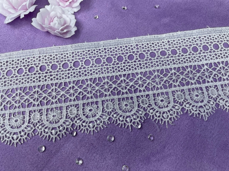 Кружево белое гипюр, ширина 7 см, отрез 50 см