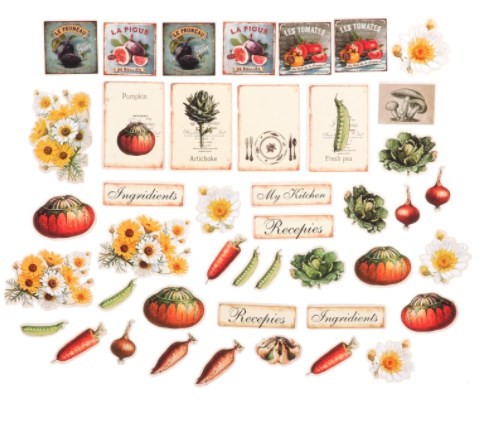 MonaDesign "Vintage Recipes" die-cut set, 43 elements