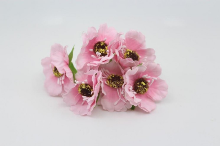 Fabric rosehip "Light pink" size 4.5 cm 6 pcs