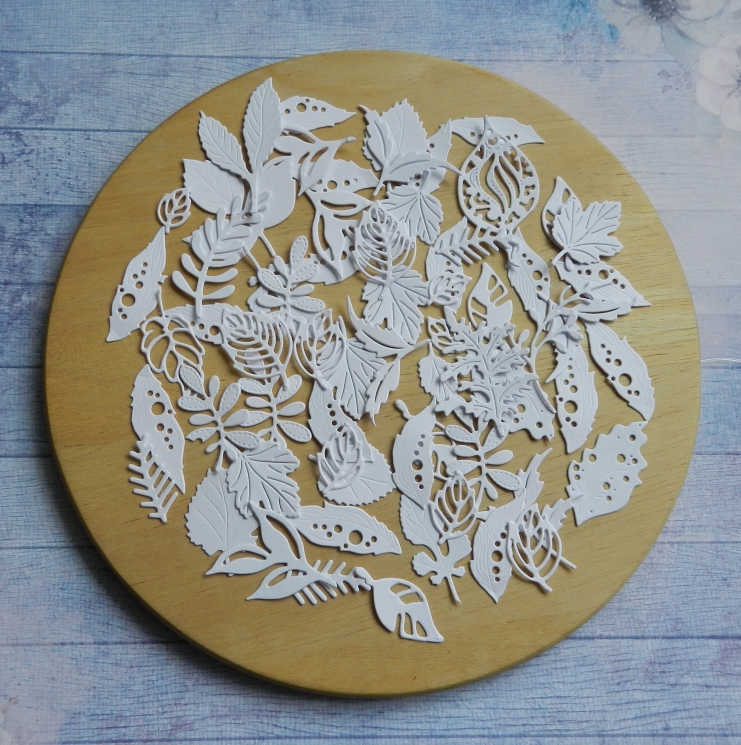 Вырубка набор листочков 55 эл . бумага кардсток 290 гр.