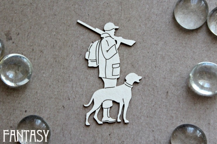 Chipboard Fantasy "Hunter with a dog 1213" size 6*3.3 cm