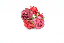 Кудрявые розы "Красный микс" размер 3см, 5 шт 