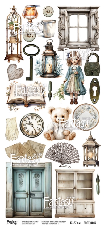 Лист для вырезания FANTASY "Винтажная рапсодия-5" размер 12*27 см, 190 гр