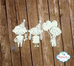 Chipboard " Birthday!", 3 elements