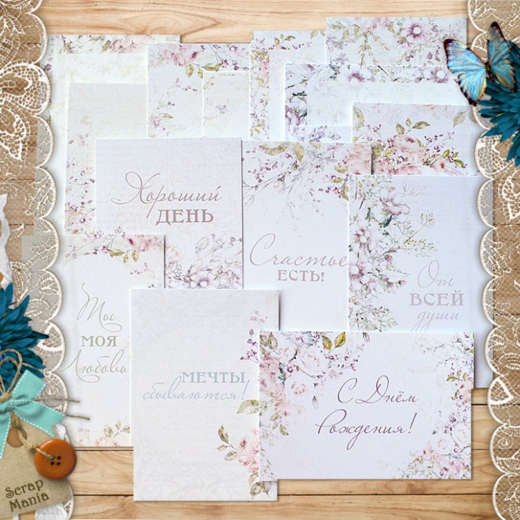 ScrapMania "Flower Veil" card set, 16 pcs 