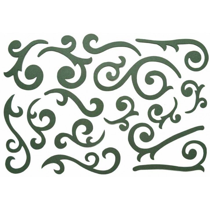 Curly cutting "Dark green mother-of-pearl curls", 15 elements