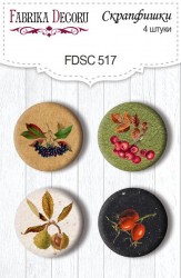 Набор фишек Fabrica Decoru "Autumn botanical diary 517", размер 2,5 см, 4 шт