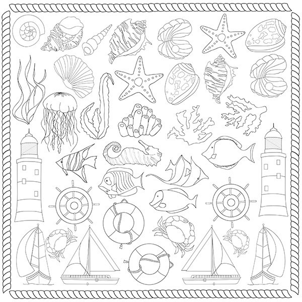 Sheet for coloring with aqua ink Fabrika Decoru "Sea breeze", size 30. 5x30. 5 cm