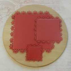 Cutting of the frame No. 7. 3 pcs. red design paper mother-of-pearl 290 gr.