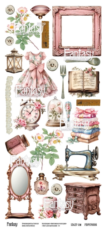 Лист для вырезания FANTASY "Винтажная рапсодия-6" размер 12*27 см, 190 гр 
