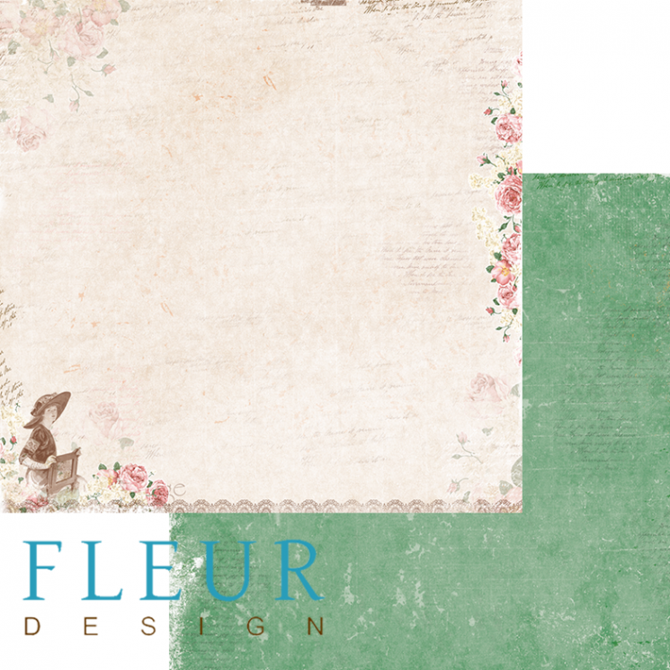 Double-sided sheet of paper Fleur Design Forgotten summer "New day", size 30.5x30.5 cm, 190 gr/m2