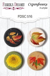 Набор фишек Fabrica Decoru "Autumn botanical diary 516", размер 2,5 см, 4 шт
