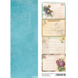 Двусторонний лист с картинками "Летняя феерия. Почтовые карточки", 10х30 см, 180 гр/м2
