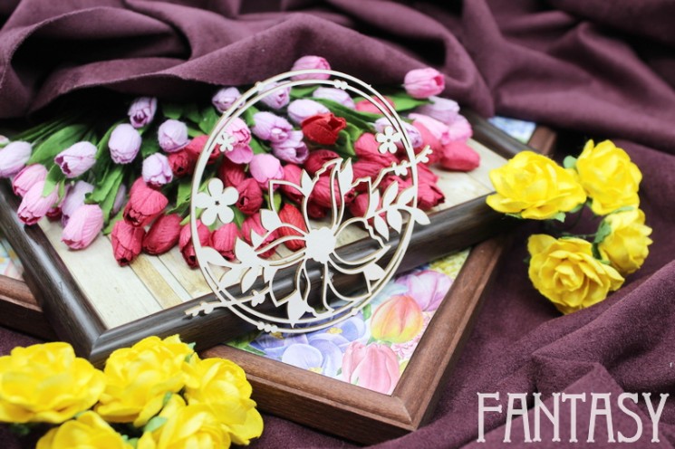 Chipboard Fantasy "Frame with a tulip 1991" size 8.8*10.2 cm