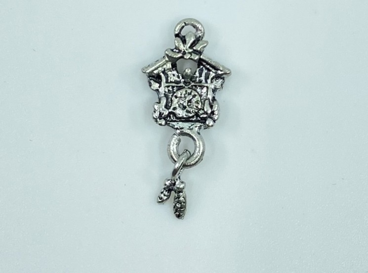 Scrapberry's metal pendant "Cuckoo Clock", antique silver, size 20X13 mm, 1 pc