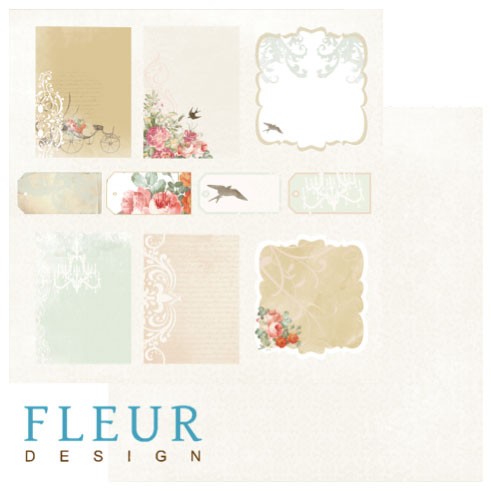 Двусторонний лист бумаги Fleur Design Цветущая весна "Карточки", размер 30,5х30,5 см, 190 гр/м2