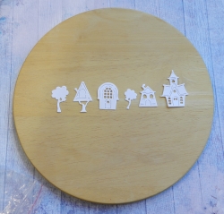 Вырубка Домики №1 бумага белая кардсток 290 гр.