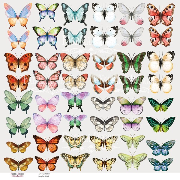 Sheet with pictures for cutting out Fabrika Decoru "Butterflies-1" size 30. 5x30. 5 cm