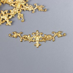 Декор для творчества "Узор с вензелем" золото, размер 1,7х5 см, 1 шт