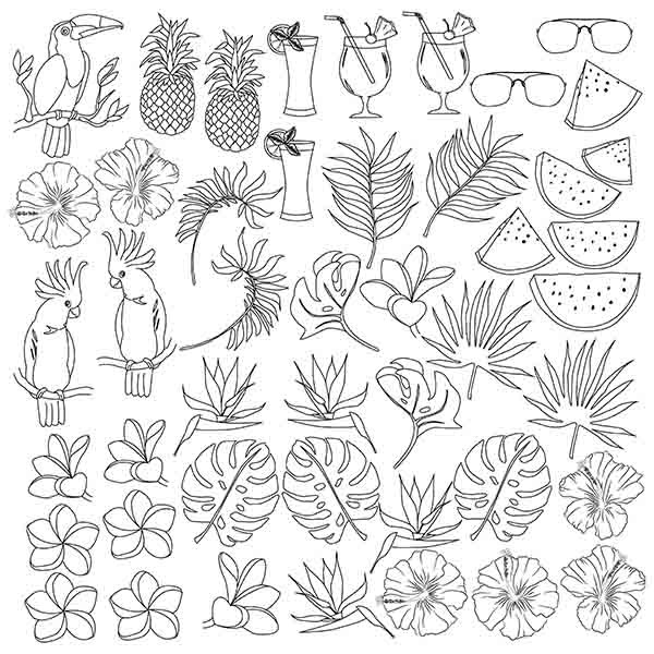 Sheet for coloring with aqua ink Fabrika Decoru "Tropical paradise", size 30. 5x30. 5 cm