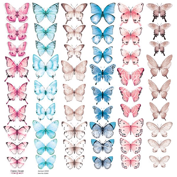 Sheet with pictures for cutting out Fabrika Decoru "Butterflies-2" size 30. 5x30. 5 cm