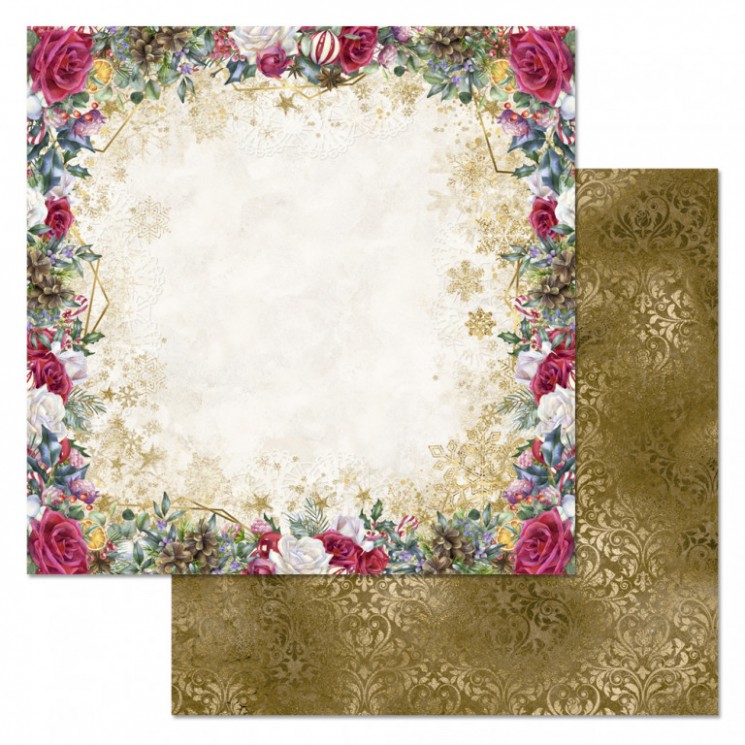 Double-sided sheet of ScrapMania paper "Bohemian Christmas.Luxury", size 30x30 cm, 180 g/m2