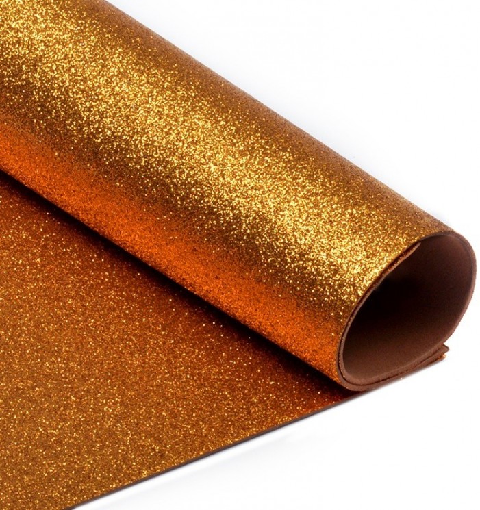 Foamiran glitter "Copper", size 20X30 cm, thickness 2 mm