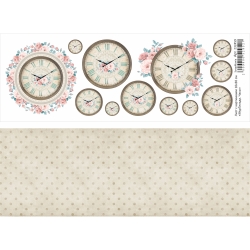 Двусторонний лист с картинками "МурТильда. Часы", 10х30 см, 180 гр/м2