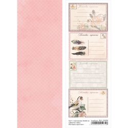 Двусторонний лист с картинками "Девичья тайна. Почтовые карточки", 10х30 см, 180 гр/м2