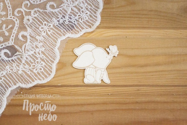 Чипборд Просто Небо "Малыш Пятачок с бабочкой", размер 48х54 мм