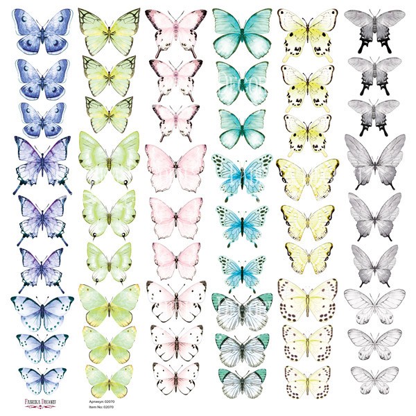 Sheet with pictures for cutting out Fabrika Decoru "Butterflies-3" size 30. 5x30. 5 cm