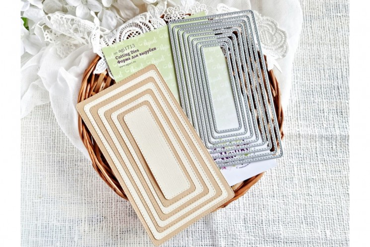 Ножи для вырубки "Прямоугольники с прострочкой" от AgiArt, размер от 113*33 mm до 190*110 mm