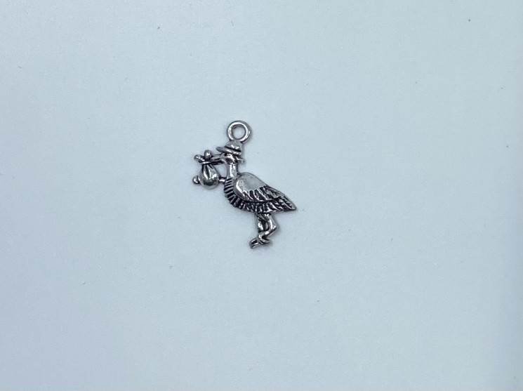 Silver pendant "Stork" size 2. 5x2 cm, 1 piece