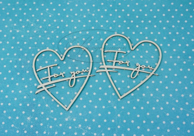 Chipboard Needlework "For you in the heart", size 5x5cm (ENG)