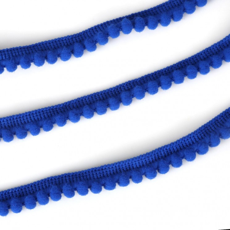Ribbon with pompoms "Blue", width 1 cm, length 1 m