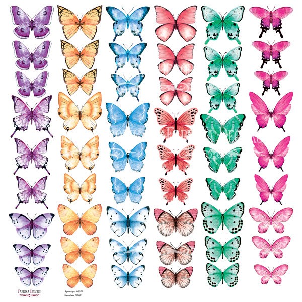 Sheet with pictures for cutting out Fabrika Decoru "Butterflies-4" size 30. 5x30. 5 cm
