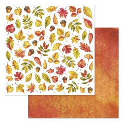 Двусторонний лист бумаги ScrapMania "Уютная осень. Листья", размер 30,5х30,5 см, 180 гр/м2