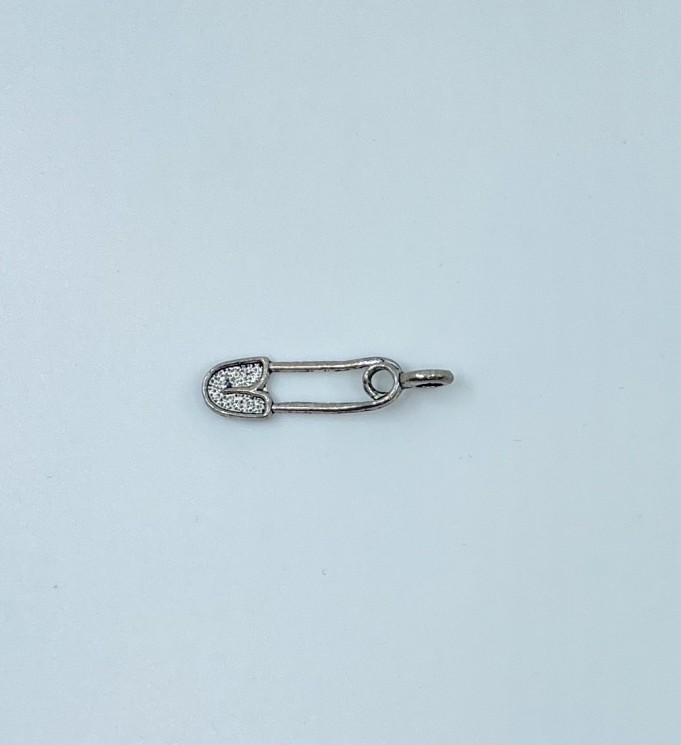 Metal pendant Scrapberry's "Pin", antique silver, size 29X09 mm, 1 pc