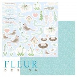 Двусторонний лист бумаги Fleur Design Зарисовки весны "Картинки", размер 30,5х30,5 см, 190 гр/м2