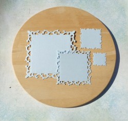 Cutting out a frame with lilies soft blue designer mother-of-pearl paper 290 gr.