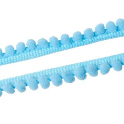 Тесьма с помпонами "Светло-голубая", ширина 1 см, длина 1 м